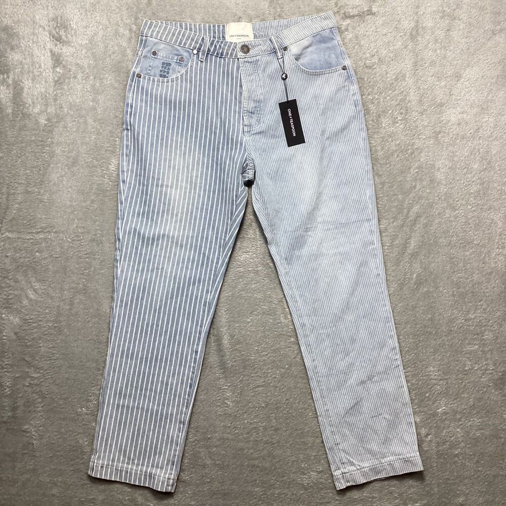 NWT One Teaspoon Jeans Women's 28* Bandit Boyfriend Stripe Button Fly 34x29